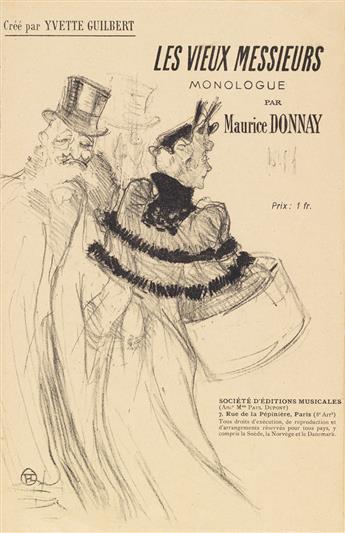 HENRI DE TOULOUSE-LAUTREC (1864-1901). LES VIEUX MESSIEURS / YVETTE GUILBERT. Sheet music cover. 1894. 10x6 inches, 26x17 cm.